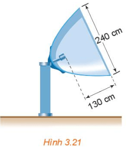Anten vệ tinh parabol ở Hình 3.21 có đầu thu đặt tại tiêu điểm, đường kính miệng enten là 240 cm