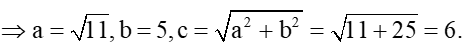 Tìm các tiêu điểm và đường chuẩn của hypebol có phương trình chính tắc là x^2/11 - y^2/25 = 1 (ảnh 1)