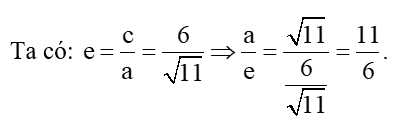 Tìm các tiêu điểm và đường chuẩn của hypebol có phương trình chính tắc là x^2/11 - y^2/25 = 1 (ảnh 1)