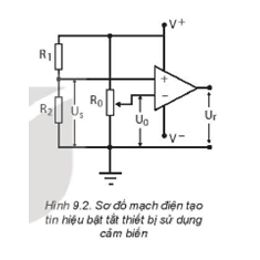 Tại sao điện trở của cảm biến trong Hình 9.2 thay đổi lại làm tín hiệu điện áp tới chân vào không đảo