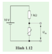 Trên Hình 1.12 trang 41 Chuyên đề Vật lí 11 điện trở của điện trở nhiệt NTC (ảnh 1)