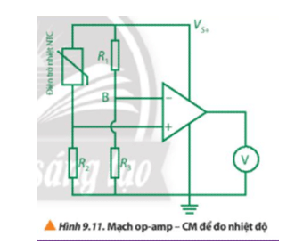 Hình 9.11 là một mạch điện op-amp - CM dùng để đo nhiệt độ