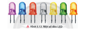 Sử dụng đèn LED bán dẫn (Hình 3.12) để tạo ra mạch điện minh hoạ cho chỉnh lưu nửa chu kì