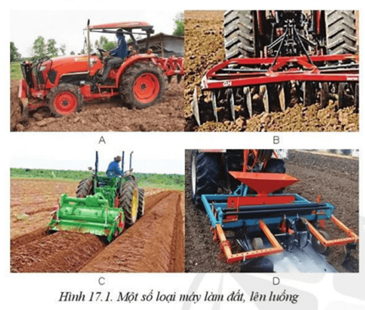 Kể tên và nêu công dụng của các loại máy nông nghiệp có trong Hình 17.1