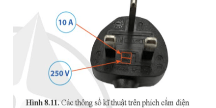 Nêu ý nghĩa của các thông số ghi trên phích cắm điện Hình 8.11