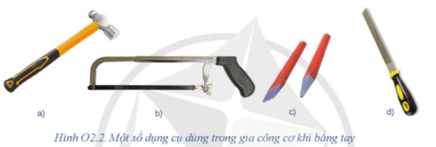 Hãy gọi tên một số dụng cụ trong gia công cơ khí ở Hình O2.2