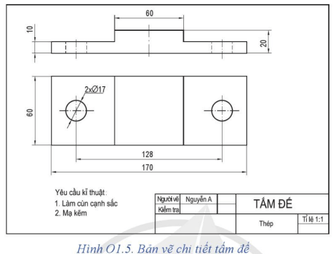 Đọc bản vẽ chi tiết tấm đế Hình O1.5