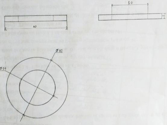 Hãy vẽ các hình chiếu của vòng đệm phẳng (Hình 2.15) có kích thước như sau