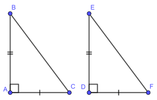 Các trường hợp bằng nhau của tam giác vuông hay, chi tiết
