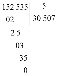 Đặt tính rồi tính: 152535 : 5