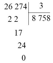 Đặt tính rồi tính: 26274 : 3