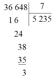 Đặt tính rồi tính: 36648 : 7