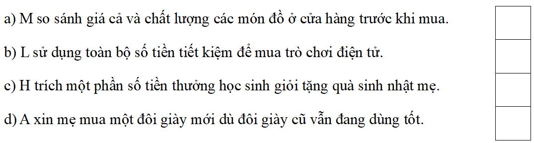 Trắc nghiệm Đạo đức lớp 5 Cánh diều Bài 11 (có đáp án): Em nhận biết việc sử dụng tiền hợp lí