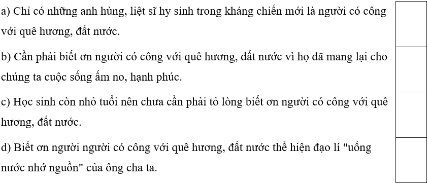 Trắc nghiệm Đạo đức lớp 5 Chân trời sáng tạo Bài 1 (có đáp án): Người có công với quê hương, đất nước (ảnh 21)