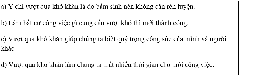 Trắc nghiệm Đạo đức lớp 5 Chân trời sáng tạo Bài 4 (có đáp án): Em nhận biết khó khăn trong học tập và cuộc sống (ảnh 19)