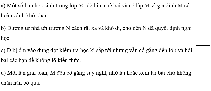 Trắc nghiệm Đạo đức lớp 5 Chân trời sáng tạo Bài 5 (có đáp án): Em vượt qua khó khăn trong học tập và cuộc sống (ảnh 9)