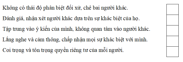 Trắc nghiệm Đạo đức lớp 5 Kết nối tri thức Bài 2 (có đáp án): Tôn trọng sự khác biệt của người khác