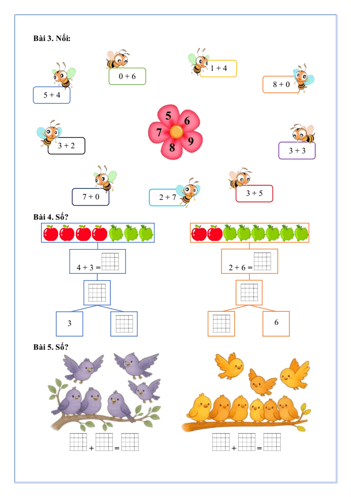 Bài tập hàng ngày Toán lớp 1 Bài 12: Bảng cộng, bảng trừ trong phạm vi 10 | Kết nối tri thức