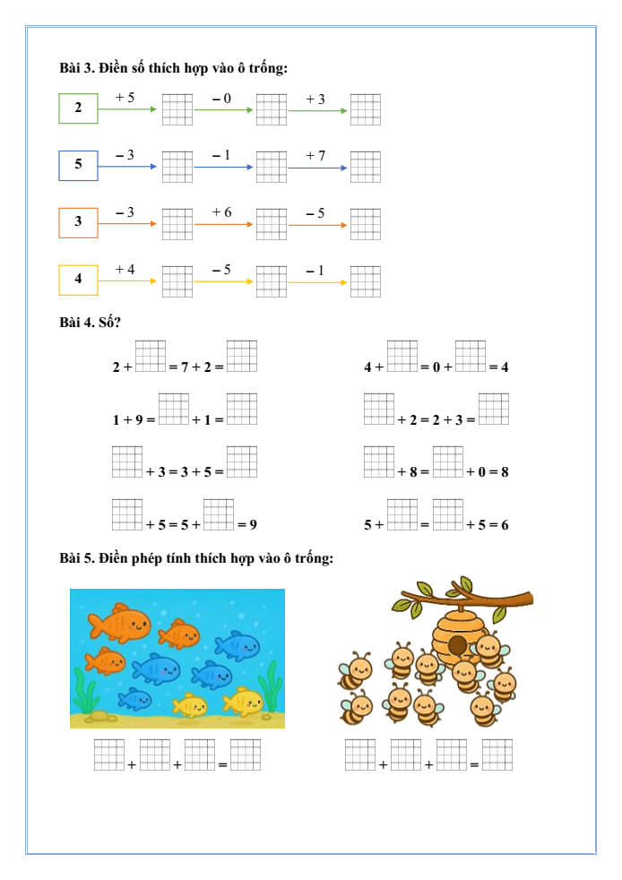 Bài tập hàng ngày Toán lớp 1 Bài 13: Luyện tập chung | Kết nối tri thức
