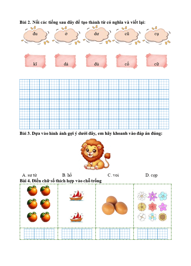 Bài tập hàng ngày Tiếng Việt lớp 1 Bài 13: U, u, Ư, ư | Kết nối tri thức