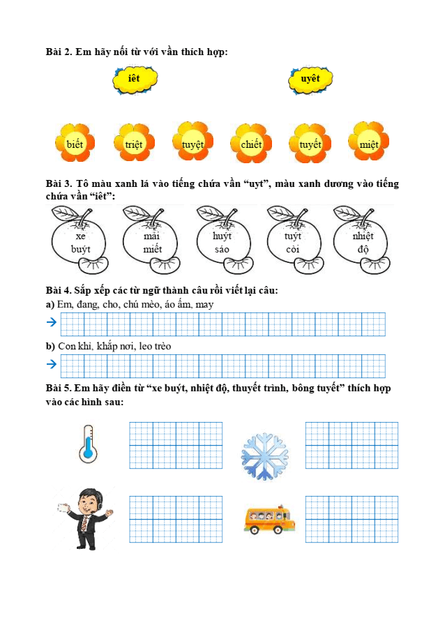 Bài tập hàng ngày Tiếng Việt lớp 1 Bài 2: Đôi tai xấu xí | Kết nối tri thức