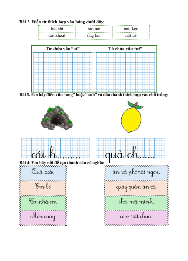 Bài tập hàng ngày Tiếng Việt lớp 1 Bài 2: Làm anh | Kết nối tri thức