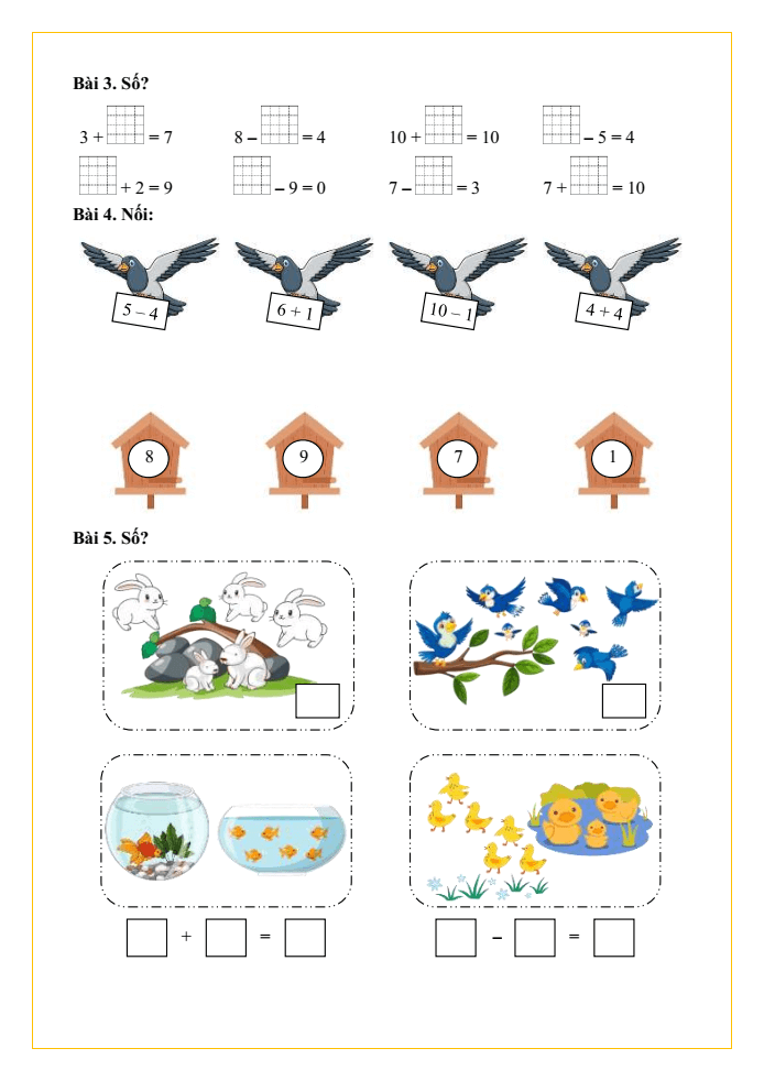 Bài tập hàng ngày Toán lớp 1 Bài 20: Ôn tập chung | Kết nối tri thức
