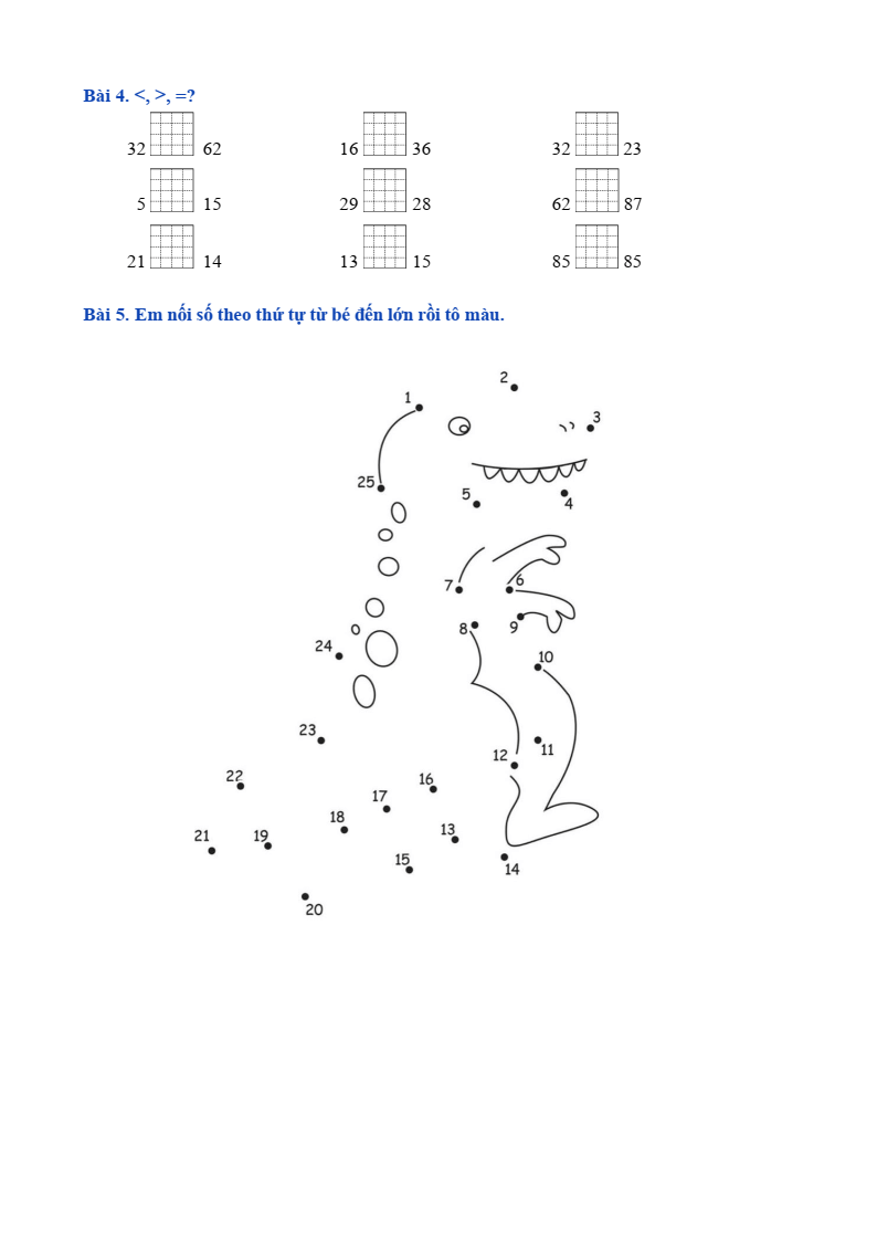Bài tập hàng ngày Toán lớp 1 Bài 24: Luyện tập chung | Kết nối tri thức