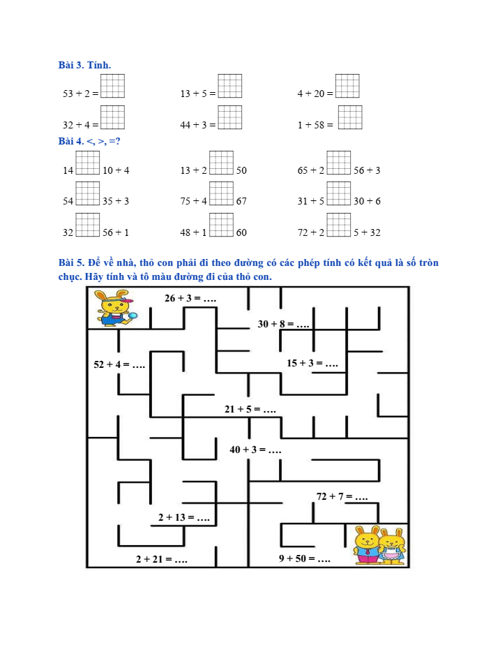Bài tập hàng ngày Toán lớp 1 Bài 29: Phép cộng số có 2 chữ số với số có 1 chữ số | Kết nối tri thức