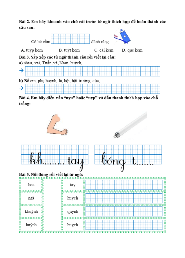 Bài tập hàng ngày Tiếng Việt lớp 1 Bài 3: Cả nhà đi chơi núi | Kết nối tri thức