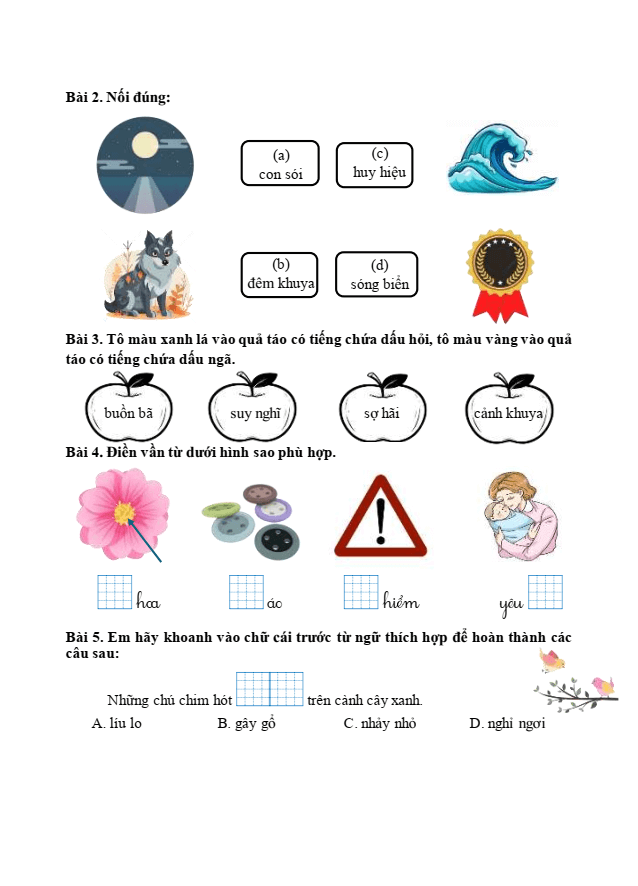 Bài tập hàng ngày Tiếng Việt lớp 1 Bài 3: Câu hỏi của sói | Kết nối tri thức