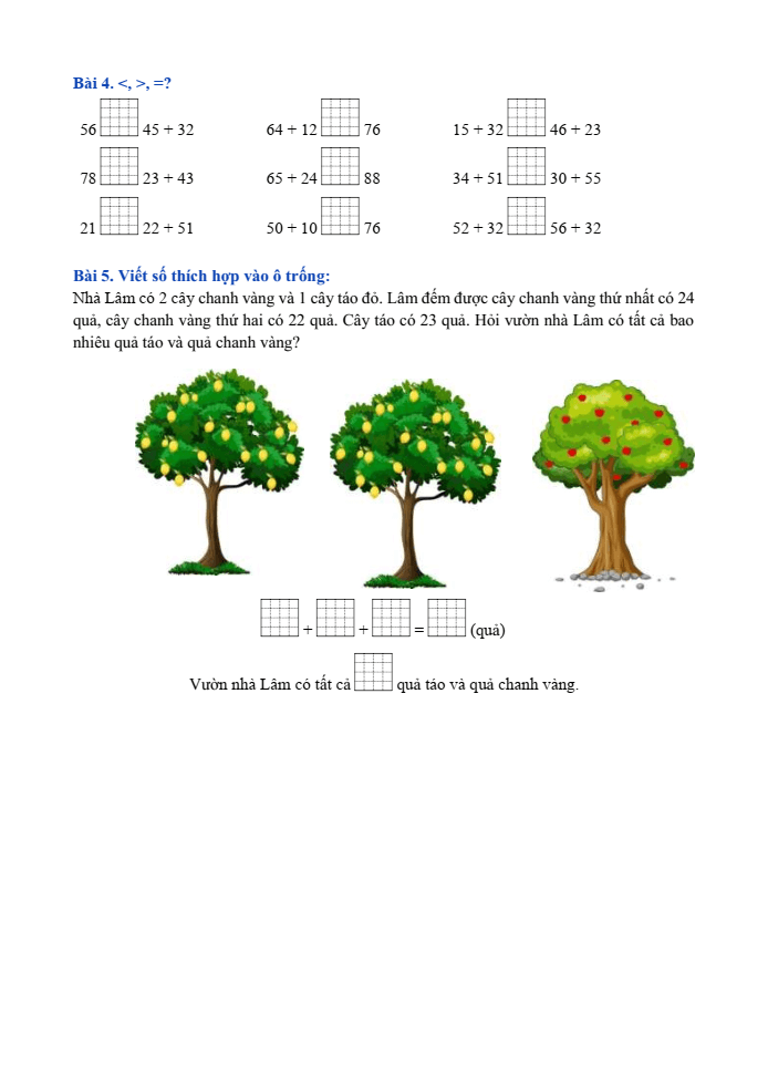 Bài tập hàng ngày Toán lớp 1 Bài 30: Phép cộng số có 2 chữ số với số có 2 chữ số | Kết nối tri thức