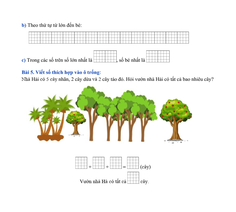 Bài tập hàng ngày Toán lớp 1 Bài 38: Ôn tập các số và phép tính trong phạm vi 10 | Kết nối tri thức