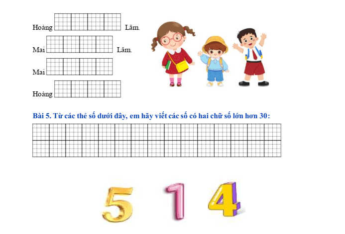 Bài tập hàng ngày Toán lớp 1 Bài 39: Ôn tập các số và phép tính trong phạm vi 100 | Kết nối tri thức