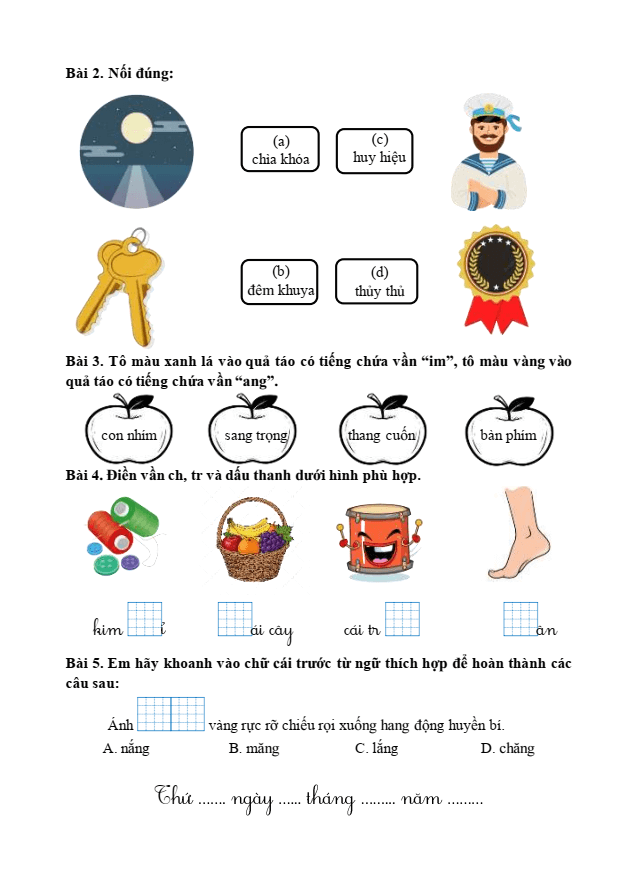 Bài tập hàng ngày Tiếng Việt lớp 1 Bài 4: Quạt cho bà ngủ | Kết nối tri thức