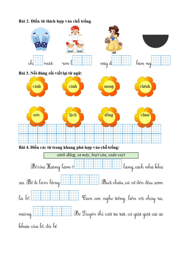 Bài tập hàng ngày Tiếng Việt lớp 1 Bài 5: Những cánh cò | Kết nối tri thức