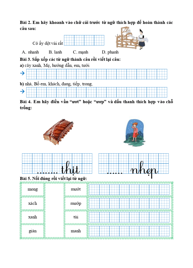 Bài tập hàng ngày Tiếng Việt lớp 1 Bài 6: Du lịch biển Việt Nam | Kết nối tri thức