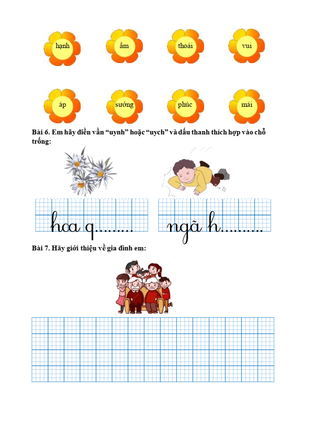 Bài tập hàng ngày Tiếng Việt lớp 1 Bài 7: Ôn tập trang 42 | Kết nối tri thức