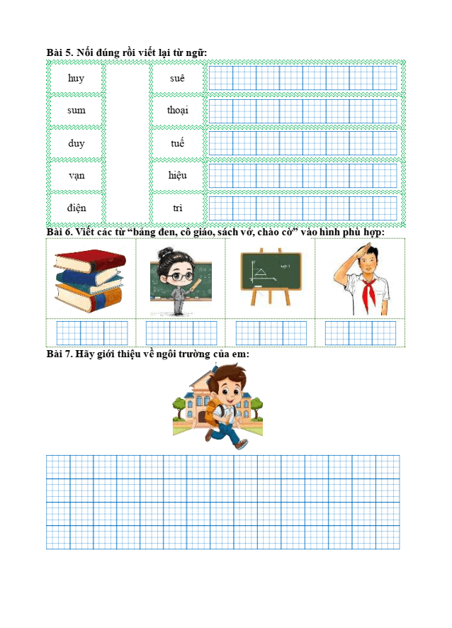 Bài tập hàng ngày Tiếng Việt lớp 1 Bài 7: Ôn tập trang 62 | Kết nối tri thức