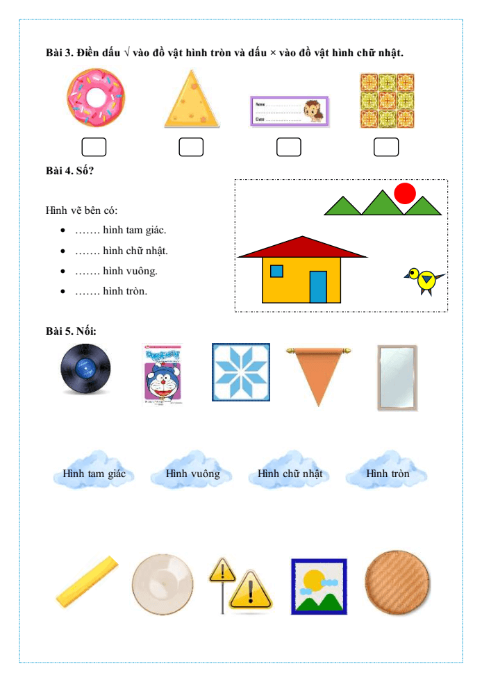 Bài tập hàng ngày Toán lớp 1 Bài 9: Luyện tập chung | Kết nối tri thức