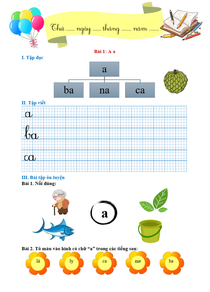 Bài tập hàng ngày Tiếng Việt lớp 1 Chân trời sáng tạo Học kì 1 (có lời giải)