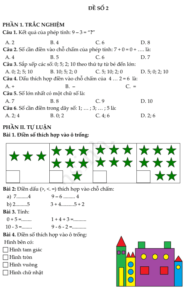 14+ Đề thi Toán lớp 1 Cuối Học kì 1 Chân trời sáng tạo năm 2025 tải nhiều nhất
