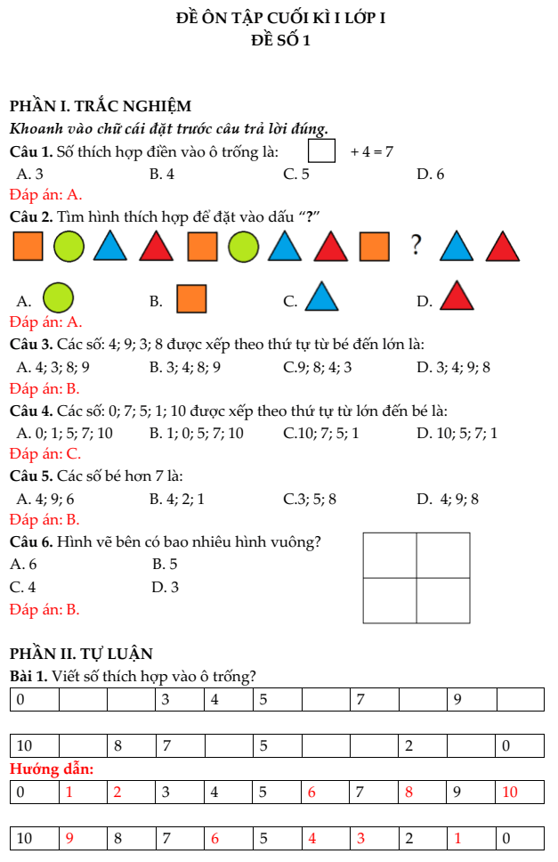 24+ Đề thi Toán lớp 1 Cuối Học kì 1 Kết nối tri thức năm 2025 tải nhiều nhất