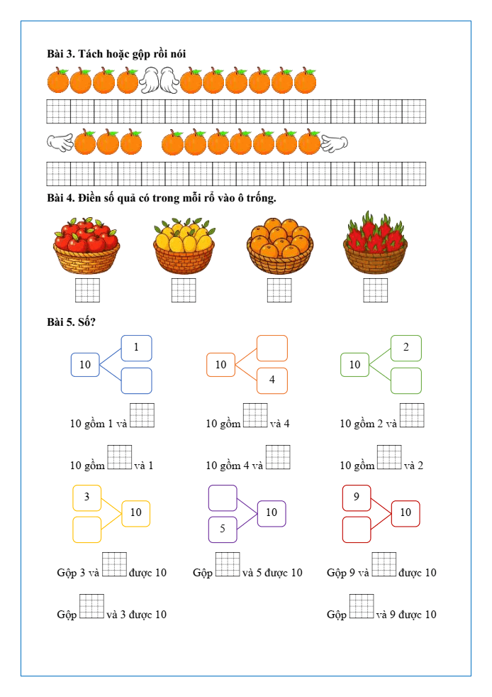 Bài tập hàng ngày Toán lớp 1 Chân trời Số 10