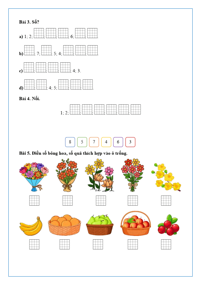 Bài tập hàng ngày Toán lớp 1 Chân trời Số 8