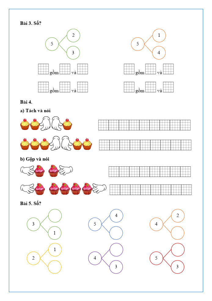 Bài tập hàng ngày Toán lớp 1 Chân trời Tách - Gộp số