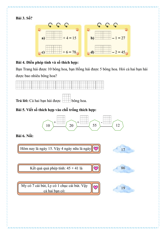 Bài tập hàng ngày Toán lớp 1 Chân trời Thực hành và trải nghiệm: Ong và hoa