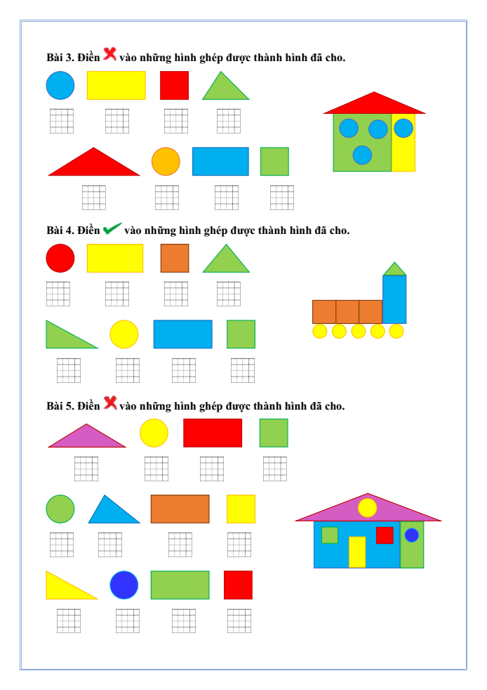 Bài tập hàng ngày Toán lớp 1 Chân trời Xếp hình