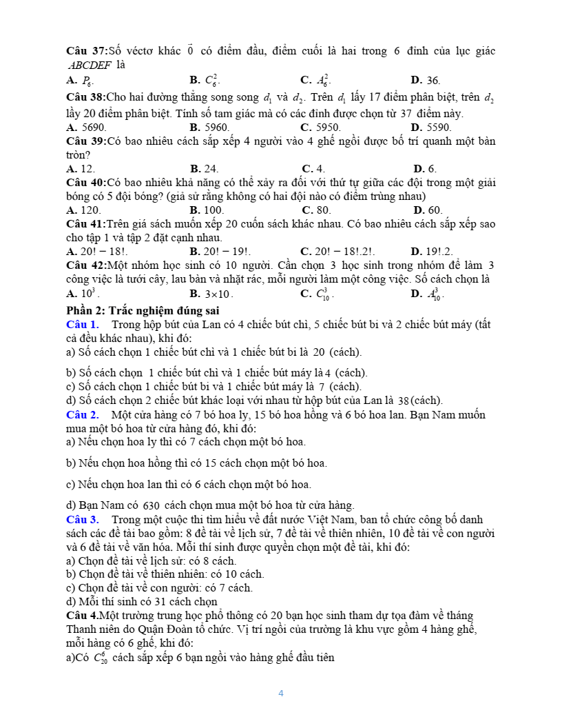 Đề cương ôn tập Giữa kì 2 Toán 10 trường THPT Bùi Hữu Nghĩa (Cần Thơ) năm 2025-2026