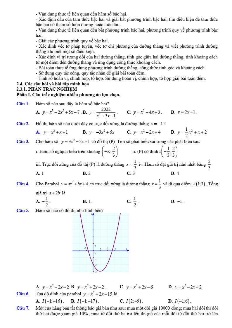 Đề cương ôn tập Giữa kì 2 Toán 10 trường THPT Hoàng Văn Thụ (Hà Nội) năm 2025-2026